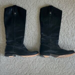 Frye Melissa Button Black Leather Tall Boots
